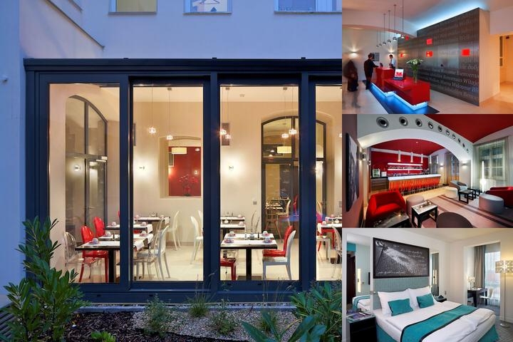 Red and Blue Design Hotel Prague photo collage